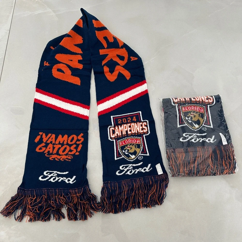 New In Package Vamos Gatos! Florida Panthers 2024 CAMPEONES NHL Hockey Scarf